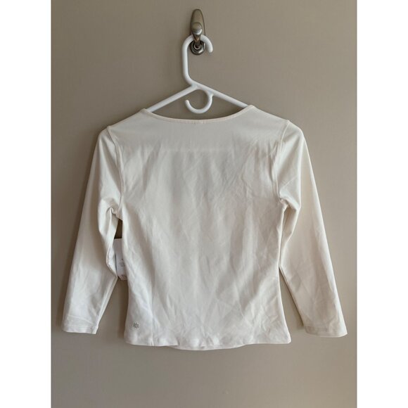 Athleta NWT Shanti Scoop 3/4 Sleeve Top Magnolia White Size Small - Picture 7 of 13